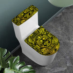 Black And Yellow Maya Calendar Print Toilet Lid And Tank Cover Set