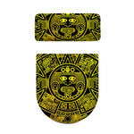 Black And Yellow Maya Calendar Print Toilet Lid And Tank Cover Set