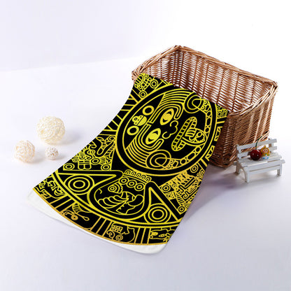 Black And Yellow Maya Calendar Print Towel