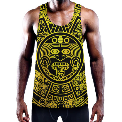 Black And Yellow Maya Calendar Print Training Tank Top