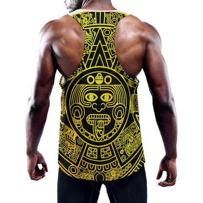 Black And Yellow Maya Calendar Print Training Tank Top