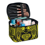 Black And Yellow Maya Calendar Print Travel Makeup Bag