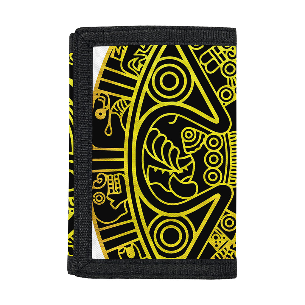 Black And Yellow Maya Calendar Print Trifold Wallet