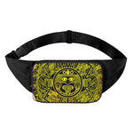 Black And Yellow Maya Calendar Print Waist Bag
