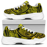Black And Yellow Maya Calendar Print White Chunky Shoes