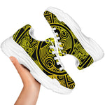 Black And Yellow Maya Calendar Print White Chunky Shoes
