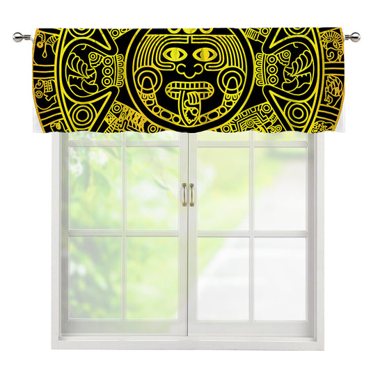 Black And Yellow Maya Calendar Print Window Valance