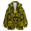 Black And Yellow Maya Calendar Print Women's Blazer
