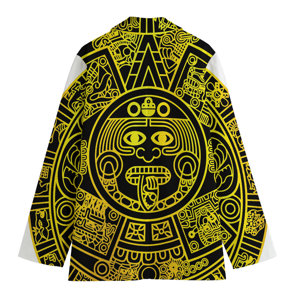Black And Yellow Maya Calendar Print Women's Blazer