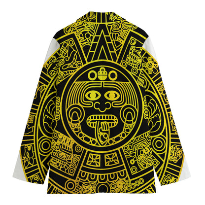 Black And Yellow Maya Calendar Print Women's Blazer