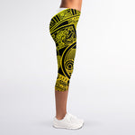 Black And Yellow Maya Calendar Print Women's Capri Leggings
