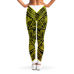 Black And Yellow Maya Calendar Print Women's Leggings