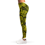 Black And Yellow Maya Calendar Print Women's Leggings