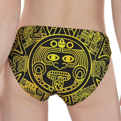 Black And Yellow Maya Calendar Print Women's Panties