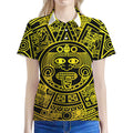 Black And Yellow Maya Calendar Print Women's Polo Shirt