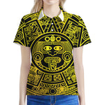 Black And Yellow Maya Calendar Print Women's Polo Shirt