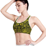 Black And Yellow Maya Calendar Print Women's Sports Bra