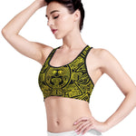 Black And Yellow Maya Calendar Print Women's Sports Bra