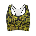 Black And Yellow Maya Calendar Print Women's Sports Bra