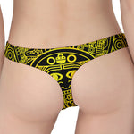 Black And Yellow Maya Calendar Print Women's Thong