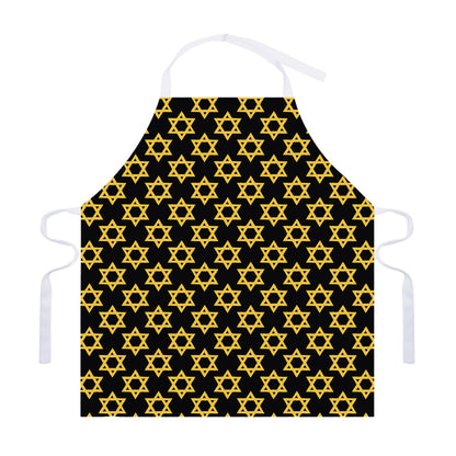 Black And Yellow Star of David Print Adjustable Apron