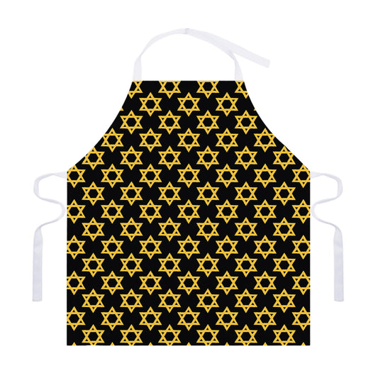 Black And Yellow Star of David Print Adjustable Apron