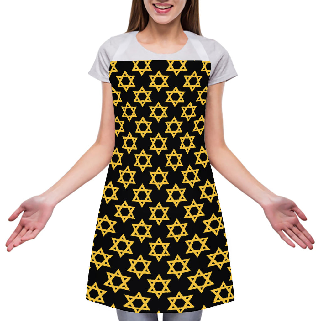 Black And Yellow Star of David Print Adjustable Apron