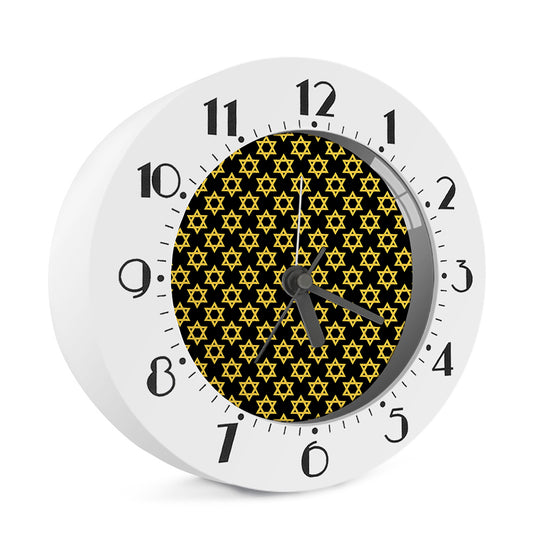 Black And Yellow Star of David Print Alarm Clock
