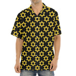 Black And Yellow Star of David Print Aloha Shirt