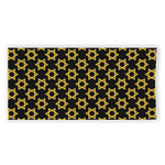 Black And Yellow Star of David Print Beach Towel