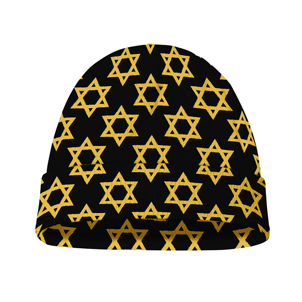 Black And Yellow Star of David Print Beanie