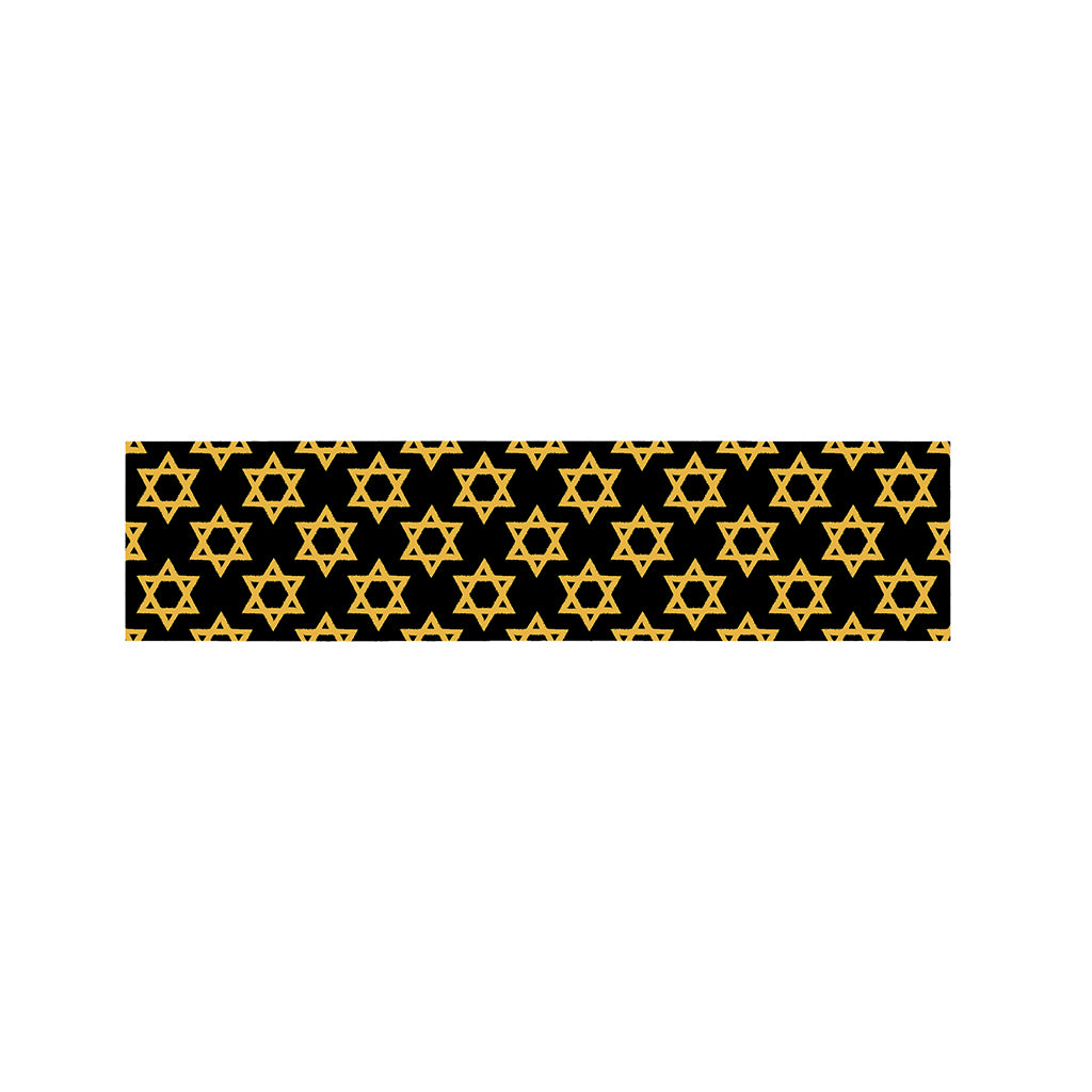 Black And Yellow Star of David Print Bed Runner