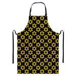 Black And Yellow Star of David Print Bib Apron With Pocket