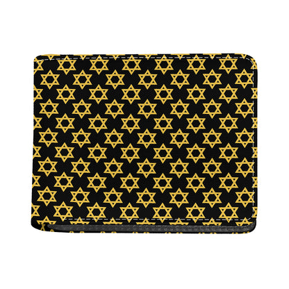Black And Yellow Star of David Print Bifold Wallet