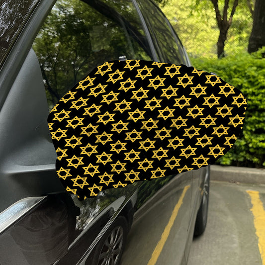 Black And Yellow Star of David Print Car Side Mirror Covers