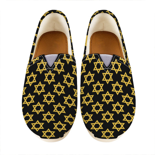 Black And Yellow Star of David Print Casual Shoes