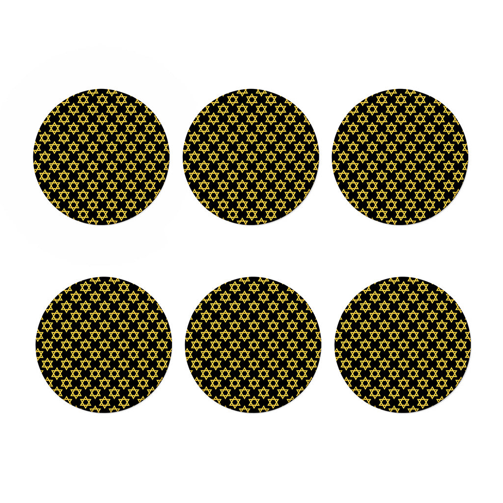 Black And Yellow Star of David Print Coaster Set