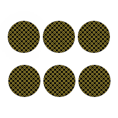 Black And Yellow Star of David Print Coaster Set