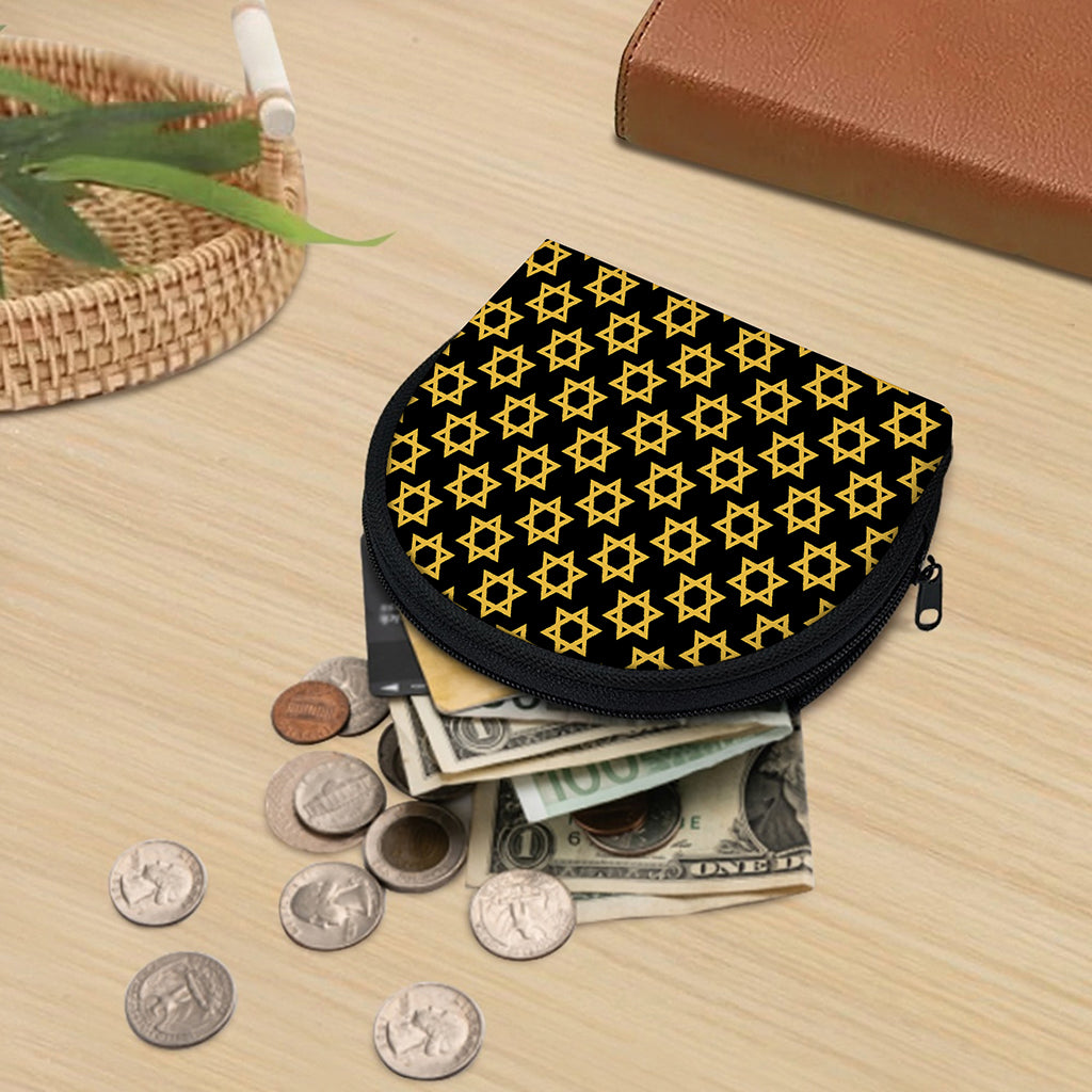 Black And Yellow Star of David Print Coin Purse