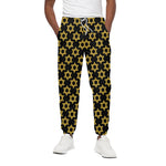 Black And Yellow Star of David Print Cotton Pants