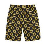 Black And Yellow Star of David Print Cotton Shorts