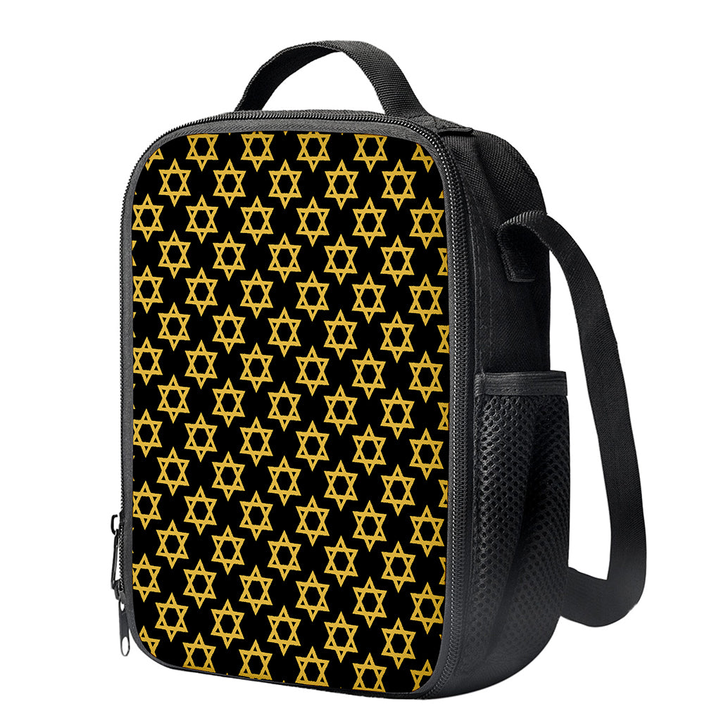 Black And Yellow Star of David Print Crossbody Lunch Bag