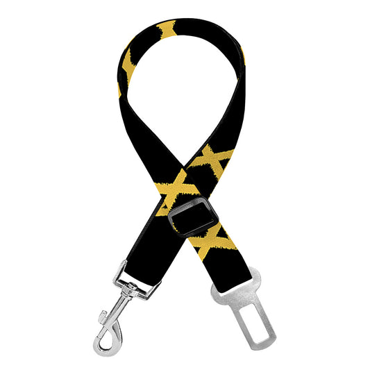 Black And Yellow Star of David Print Dog Seat Belt