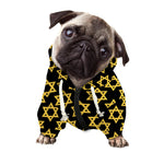 Black And Yellow Star of David Print Dog Zip Up Hoodie