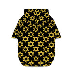 Black And Yellow Star of David Print Dog Zip Up Hoodie