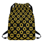 Black And Yellow Star of David Print Drawstring Backpack
