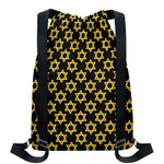 Black And Yellow Star of David Print Drawstring Backpack
