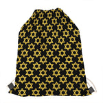 Black And Yellow Star of David Print Drawstring Bag