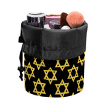 Black And Yellow Star of David Print Drawstring Makeup Bag