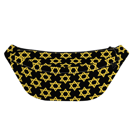 Black And Yellow Star of David Print Fanny Pack